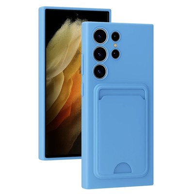 Mey İthalat®  Samsung Galaxy S24 Ultra Kılıf Kelvin Kartvizitli Silikon - Mavi