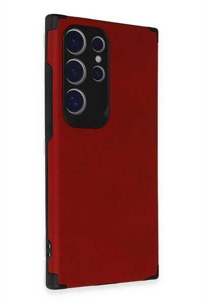 Mey İthalat®  Samsung Galaxy S24 Ultra Kılıf Loop Deri Silikon - Kırmızı