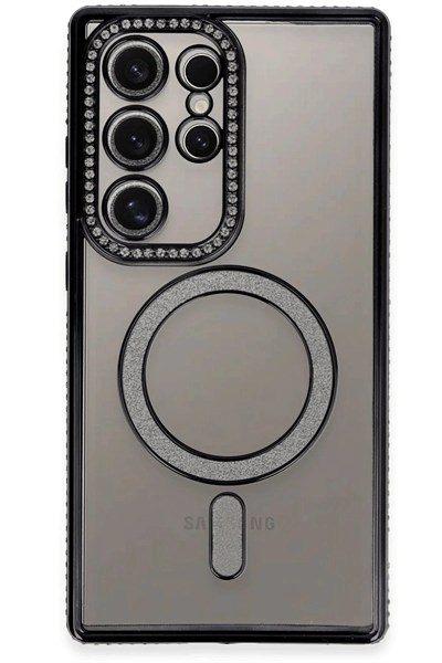 Mey İthalat®  Samsung Galaxy S24 Ultra Kılıf Joke Simli Magneticsafe Kılıf - Siyah