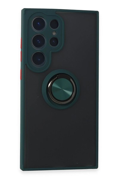 Mey İthalat®  Samsung Galaxy S24 Ultra Kılıf Montreal Yüzüklü Silikon Kapak - Yeşil