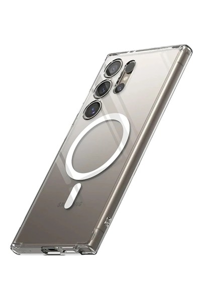 Mey İthalat®  Samsung Galaxy S24 Ultra Kılıf Magneticsafe Şeffaf Silikon - Şeffaf