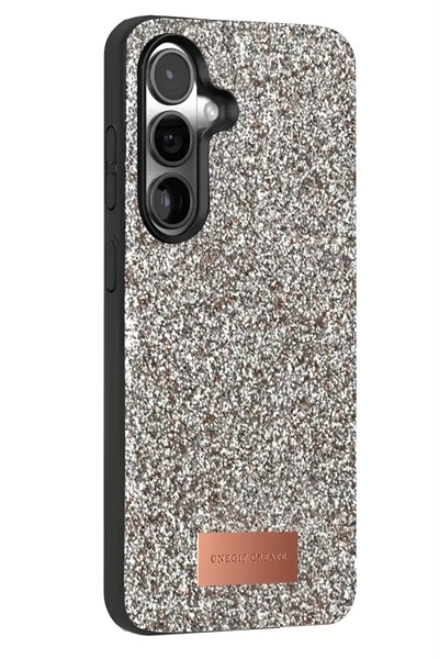 Mey İthalat®  Samsung Galaxy S25 Bright Simli Kapak - Gümüş