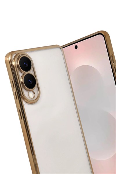 Mey İthalat®  Samsung Galaxy S25 Edge  Lensli Silikon - Gold