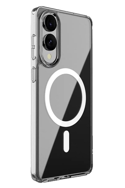 Mey İthalat®  Samsung Galaxy S25 Edge Kılıf Magneticsafe Şeffaf Silikon - Şeffaf