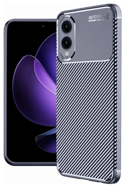 Mey İthalat®  Samsung Galaxy S25 Edge Kılıf Auto Focus Karbon Kapak - Lacivert