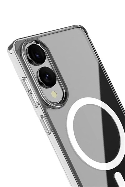 Mey İthalat®  Samsung Galaxy S25 Edge Kılıf Magneticsafe Şeffaf Silikon - Şeffaf