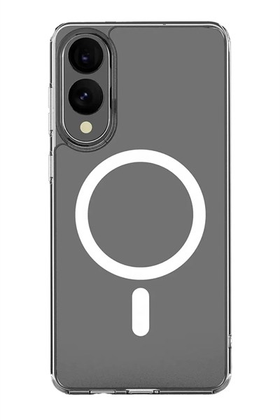 Mey İthalat®  Samsung Galaxy S25 Edge Kılıf Magneticsafe Şeffaf Silikon - Şeffaf