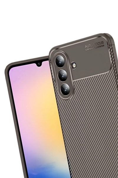 Mey İthalat®  Samsung Galaxy S25 FE Auto Focus Karbon Kapak - Kahverengi