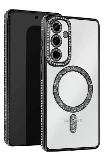 Mey İthalat®  Samsung Galaxy S25 FE Joke Simli Magneticsafe Kılıf - Siyah