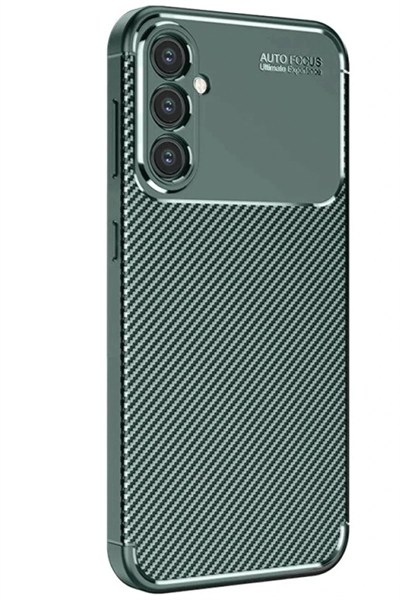Mey İthalat®  Samsung Galaxy S25 Kılıf Auto Focus Karbon Kapak - Koyu Yeşil