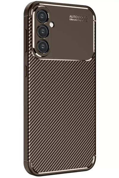 Mey İthalat®  Samsung Galaxy S25 Plus Kılıf Auto Focus Karbon Kapak - Kahverengi