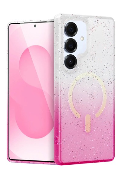 Mey İthalat®  Samsung Galaxy S25 Pummel Shiny Magsafe Kapak - Pembe