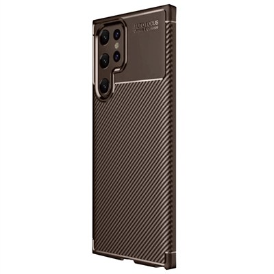 Mey İthalat®  Samsung Galaxy S25 Ultra Kılıf Auto Focus Karbon Kapak - Kahverengi