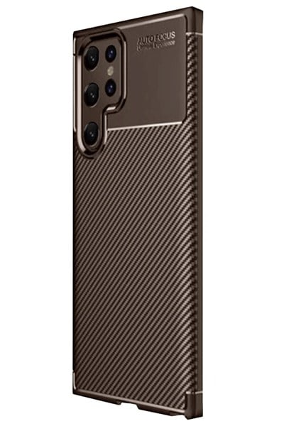 Mey İthalat®  Samsung Galaxy S25 Ultra Kılıf Auto Focus Karbon Kapak - Kahverengi