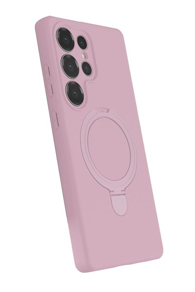 Mey İthalat®  Samsung Galaxy S25 Ultra Regal Magsafe Standlı Kapak - Açık Pembe