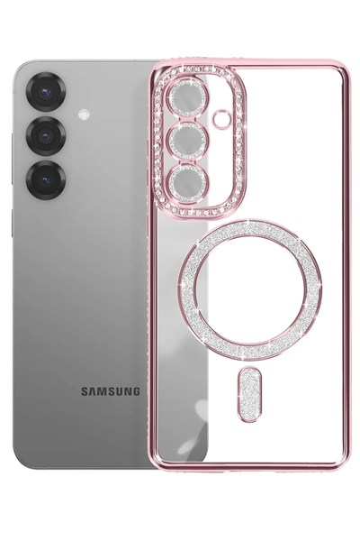 Mey İthalat®  Samsung Galaxy S26 Plus Joke Simli Magneticsafe Kılıf - Pembe
