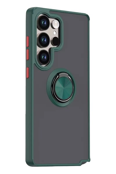 Mey İthalat®  Samsung Galaxy S26 Ultra Montreal Yüzüklü Silikon Kapak - Yeşil