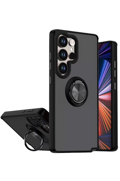 Mey İthalat®  Samsung Galaxy S26 Ultra Montreal Yüzüklü Silikon Kapak - Siyah