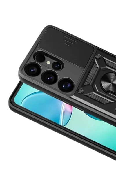 Mey İthalat®  Samsung Galaxy S26 Ultra Pars Lens Yüzüklü Silikon - Siyah
