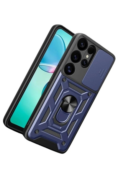 Mey İthalat®  Samsung Galaxy S26 Ultra Pars Lens Yüzüklü Silikon - Lacivert