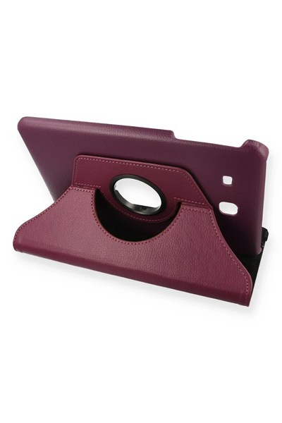 Mey İthalat®  Samsung Galaxy T560 Tab E 9.7 Kılıf 360 Tablet Deri Kılıf - Mürdüm