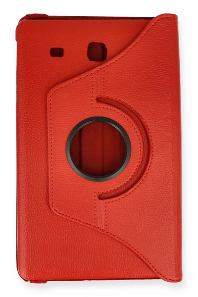 Mey İthalat®  Samsung Galaxy T560 Tab E 9.7 Kılıf 360 Tablet Deri Kılıf - Kırmızı