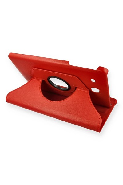 Mey İthalat®  Samsung Galaxy T560 Tab E 9.7 Kılıf 360 Tablet Deri Kılıf - Kırmızı