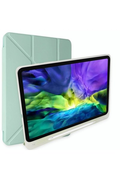 Mey İthalat®  Samsung Galaxy T737 Tab S7 FE 12.4 Kılıf Kalemlikli Mars Tablet Kılıfı - Açık Yeşil