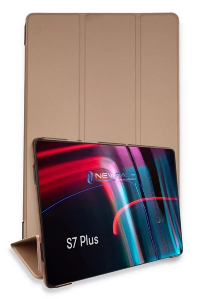 Mey İthalat®  Samsung Galaxy T970 Tab S7 Plus 12.4 Kılıf Tablet Smart Kılıf - Rose Gold