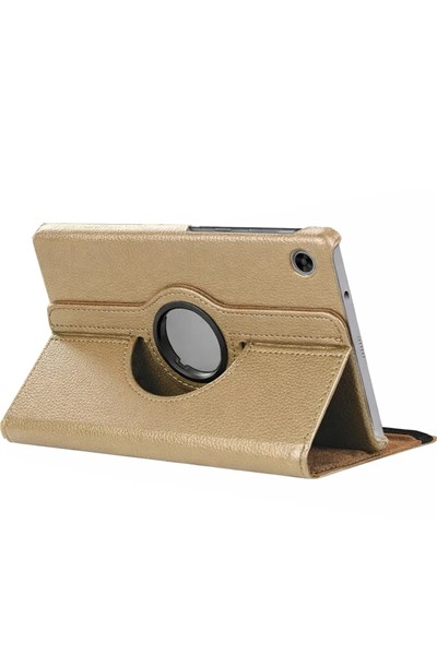 Mey İthalat®  Samsung Galaxy Tab A11 360 Tablet Deri Kılıf - Gold