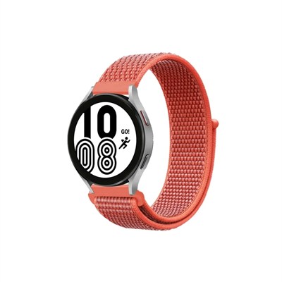 Mey İthalat®  Samsung Galaxy Watch 4 Hasırlı Cırtcırtlı Kordon - Turuncu