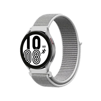 Mey İthalat®  Samsung Galaxy Watch 4 Hasırlı Cırtcırtlı Kordon - Beyaz