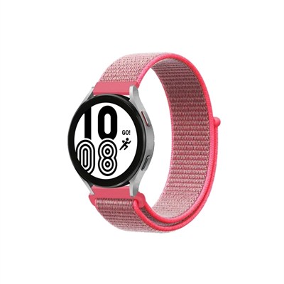 Mey İthalat®  Samsung Galaxy Watch 4 Hasırlı Cırtcırtlı Kordon - Pembe