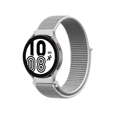 Mey İthalat®  Samsung Galaxy Watch 4 Hasırlı Cırtcırtlı Kordon - Beyaz