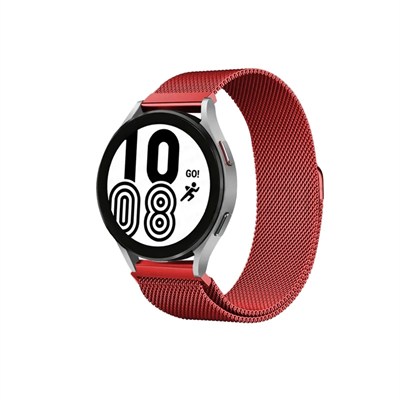 Mey İthalat®  Samsung Galaxy Watch 4 Metal Mıknatıslı Kordon - Kırmızı