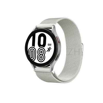 Mey İthalat®  Samsung Galaxy Watch 4 Metal Mıknatıslı Kordon - Gümüş