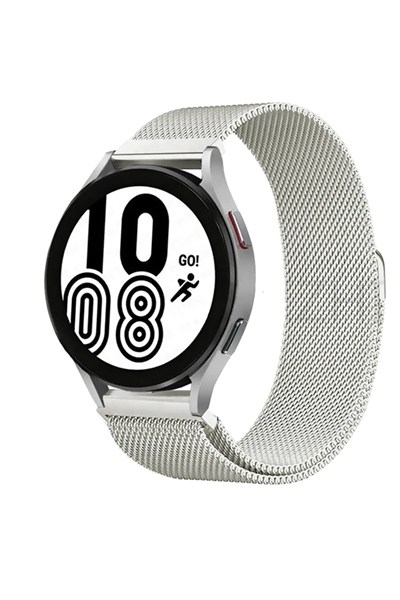 Mey İthalat®  Samsung Galaxy Watch 4 Metal Mıknatıslı Kordon - Gümüş
