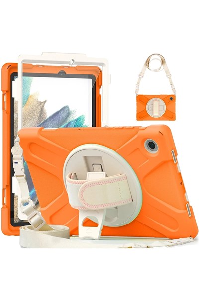 Mey İthalat®  Samsung Galaxy X200 Tab A8 10.5 Kılıf Amazing Tablet Kapak - Turuncu