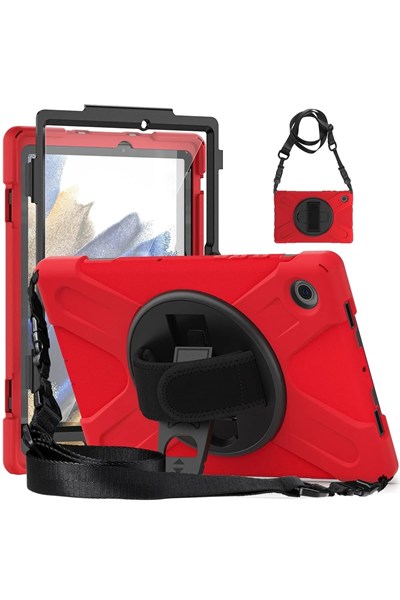 Mey İthalat®  Samsung Galaxy X200 Tab A8 10.5 Kılıf Amazing Tablet Kapak - Kırmızı