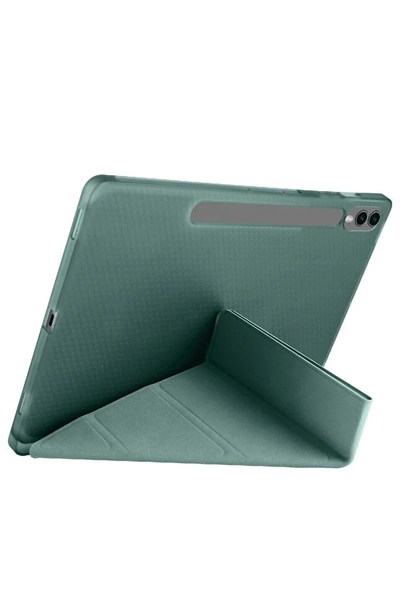 Mey İthalat®  Samsung Galaxy X610 Tab S9 FE Plus 12.4 Kılıf Kalemlikli Mars Tablet Kılıfı - Koyu Yeşil