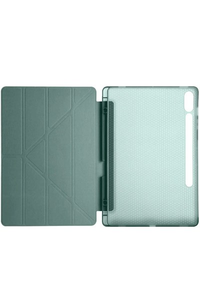 Mey İthalat®  Samsung Galaxy X610 Tab S9 FE Plus 12.4 Kılıf Kalemlikli Mars Tablet Kılıfı - Koyu Yeşil