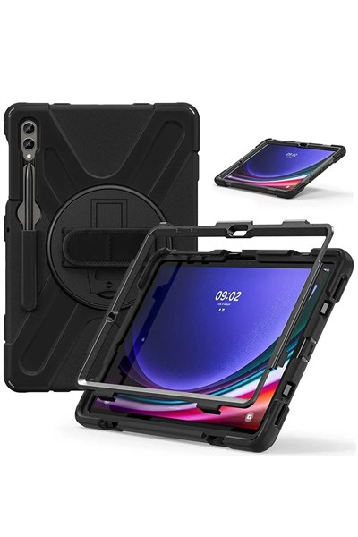 Mey İthalat®  Samsung Galaxy X610 Tab S9 FE Plus 12.4 Kılıf Amazing Tablet Kapak - Siyah
