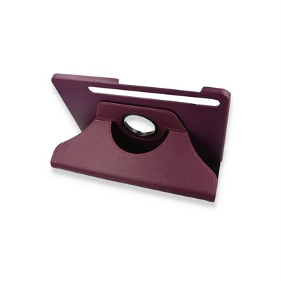 Mey İthalat®  Samsung Galaxy X800 Tab S8 Plus 12.4 Kılıf 360 Tablet Deri Kılıf - Mürdüm