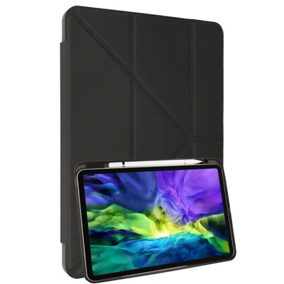 Mey İthalat®  Samsung Galaxy X910 Tab S9 Ultra 14.6 Kılıf Kalemlikli Mars Tablet Kılıfı - Koyu Gri