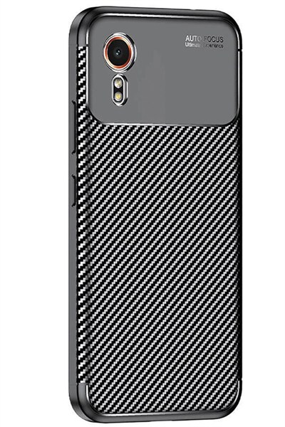 Mey İthalat®  Samsung Galaxy XCover 7 Kılıf Auto Focus Karbon Kapak - Siyah
