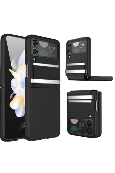 Mey İthalat®  Samsung Galaxy Z Flip 3 Kılıf Belt Flip Kapak - Siyah