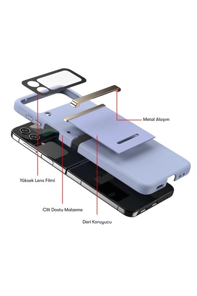 Mey İthalat®  Samsung Galaxy Z Flip 4 Kılıf Belt Flip Kapak - Lacivert