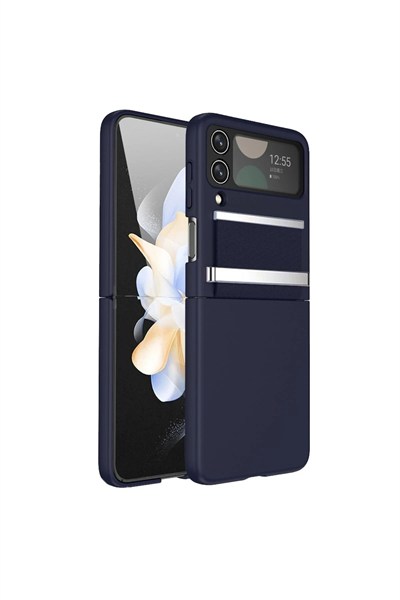 Mey İthalat®  Samsung Galaxy Z Flip 4 Kılıf Belt Flip Kapak - Lacivert