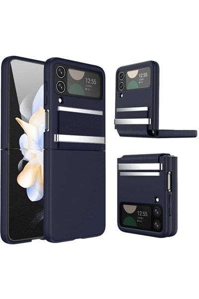 Mey İthalat®  Samsung Galaxy Z Flip 4 Kılıf Belt Flip Kapak - Lacivert