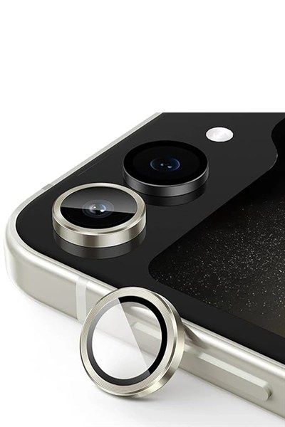 Mey İthalat®  Samsung Galaxy Z Flip 5 Valdez Metal Kamera Lens - Krem